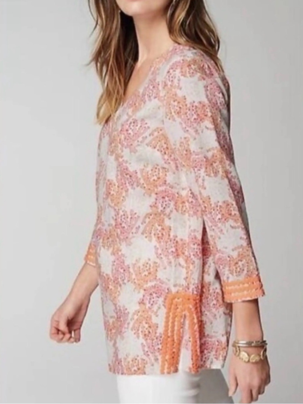 J. Jill linen-blend tunic top coral reef 🪸 Medium